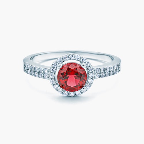 Pierścionek Red Passion: białe złoto, rubin